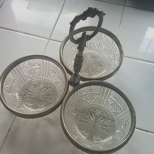 Crystal silver serving bowl.